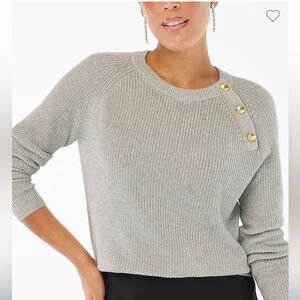 JCrew Button Crewneck Raglan Sweater in Heather Dove 2X- NWT